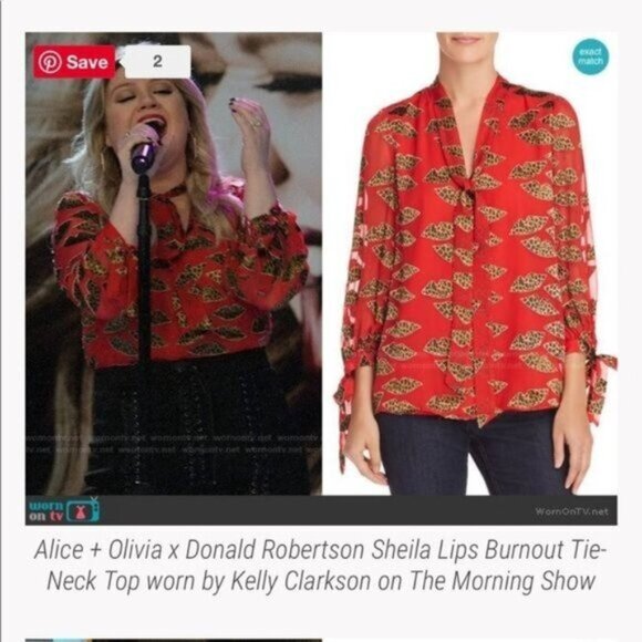 NWOT Alice + Olivia Sheila Lips Burnout Tie-Neck Top Cheetah Print Size M - Picture 12 of 13